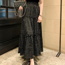 퍼니걸스 6516 밴딩 도트 땡땡이 캉캉 플레어 롱 스커트 여성의류