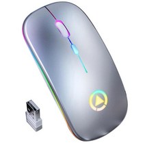 레이저 무선 마우스 ryra 초박형 2.4ghz 광학 usb 1600dpi 조정 가능한 충전식 rgb pc 노트북 컴퓨터 게임 사무실, 회색