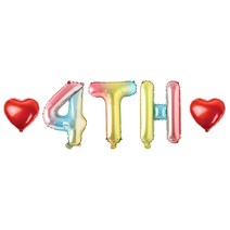 4TH 숫자 알파벳 하트 풍선 세트, 03.레인보우 4TH