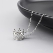 925 실버 큐빅 왕관 은 목걸이
