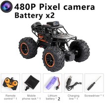 미니 전기차 무선 제어 자동차 앱 원격 와이파이 카메라 HD RC 2WD 버기 SUV 1/18 Rc 자동차 전기 장난감 소년 등반, 02 480P 2Battery