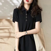 데일로엔 여성 카라 버튼 포인트 반팔 원피스