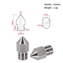 킹룬 MK8 노즐 4 개 0.2mm 0.4mm 0.5mm 0.6mm 0.8mm 1.0mm 구리 1.75mm 필라멘트 황동 용 3D 프린터 압출기 부품, [07] 10mm, [04] MK8 Titanium alloy