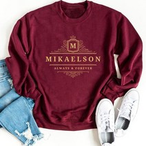 Mikaelson Always and Forever-오리지널 뱀파이어 후드 티 신비한 폭포 점퍼 다이어리 TVD 크루넥 스웨터, 10 Wine Red_03 L