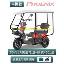 세발전기자전거 삼륜전기자전거 노인전동차 어르신 바이크105838, 48V, 고급 지붕 + 60V22ah 블랙 골드