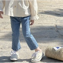 올어바웃주주 아동 여아 부츠컷 데님팬츠 밴딩팬츠 청바지 옆라인 슬림핏 데님 등원룩 봄신상 여자아이팬츠 여아팬츠