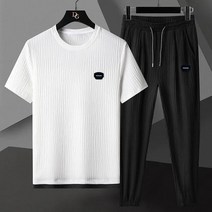 Bersdnor 여름 남성 트레이닝복 세트 서머 아이스 투피스 남성 패션 캐주얼 빅사이즈 트레이닝복 상하의 세트