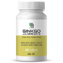 오메가-3 함유 ESSEL 뉴트리 은행나무 60 소프트젤 피쉬 오일 EPA 및 DHA 비타민 D3 1302mg 프리미엄 지원 뇌 기능 심장 건강 글루텐 프리 비 GMO 보조 식품, 1개(60개들이)