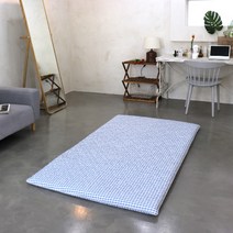 양면누빔 바닥에 까는 3단 접이식 체크 요매트(매트커버+매트솜 포함) S/SS/Q 자체제작, 블루