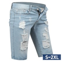 다꾸앙남성 편안한 반바지 로얄데미지 난스판 청반바지 B03K6_ph1292