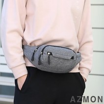 AZMON 심플 무지 옥스퍼드 힙색 가방 0.13kg 초경량 28cm x 14cm x 10cm, 넓이24cm x 높이14cm x 두께10cm, 그레이, 그레이