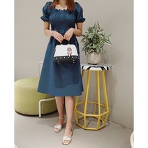 햄볶는스토어 블루씨 퍼프소매 러블리 반팔 원피스