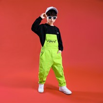 아동멜빵바지 비보이 조복 남아 힙합 무드 HIPHOP 재즈댄스 공연복 트렌드 2650036771