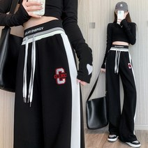 스타일아유 포켓 밴딩 옆배색 와이드트랙 밴딩 팬츠 여성트레이닝 츄리닝
