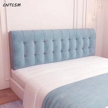 CNTCSM 침대 옆 쿠션 다다미 침대 머리판 소프트백 침대 커버 모던 심플 ins 더블 대 등받이 패드 탈부착 가능, 플란넬-스모그 블루(세로줄)⛏️거길⛏️, 길이 60 높이 60 두께 6cm [침대머리 없음]
