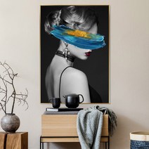 북유럽 여인 인물 추상화 그림 인테리어 거실 액자 원룸 미용실 여자방 인테리어 개업선물, 유광골드