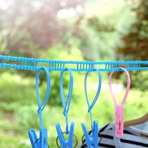 캠핑 빨래줄 컵 식기 키친툴 소품 용품 걸이, 2휴대용빨래줄-블루