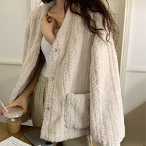 B229823-레빗 브이넥 점퍼/자켓/페이크/겨울아우터/기본핏/페이크퍼/캐쥬얼/여성/패딩/점퍼/코트