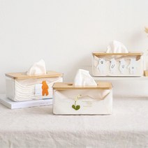 깔끔한 거실용 투명한 티슈케이스 우드 커피정리 까페인테리어 스낵바, 폴라베어