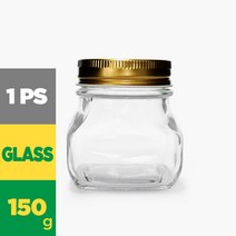 KH928 사각 틴캡 150g 낱개 잼병 수제청 유리병, 골드