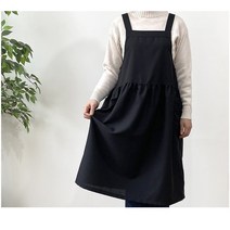 폴리 원피스 앞치마 블랙 멜빵 루즈 앞치마 원예 꽃집 홈웨어 주방 앞치마