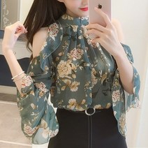 SAMARA 여성 여름 러블리 꽃무늬 블라우스 오프숄더 어깨트임 럭셔리