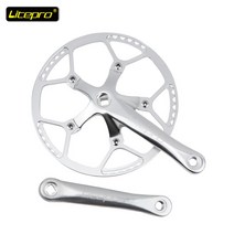디스크크랭크 자전거 자전거암 교체 세트 자전거부품 용품 튜닝 Litepro 접이식 자전거 BMX 사각 구멍 너비 이빨 48/50/52/54/56/58T 싱글 디스크 체인 휠, 56톤, 실버 크랭크축 그룹