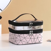 파우치 다기능 이중 투명 화장품 가방 여성 메이크업 케이스 대용량 여행 메이크업 주최자, 1