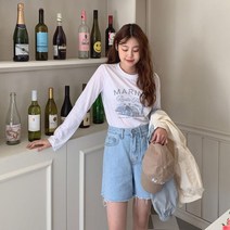 옷자락 여자 와이드팬츠 컷팅 여름데님 구제 논스판 청반바지