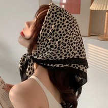 포일드 여성 호피 레오파드 롱 스카프 블랙:one-size
