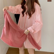 여성 봄 데일리 V넥칼라 긴팔 무지면 오버핏 셔츠 블라우스