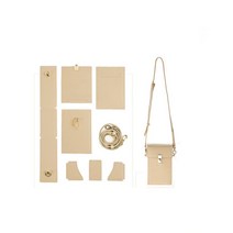 남녀공용 천연 소 가죽 미니 핸드폰 소지품 가방 만들기 DIY 키트 커플템, 베이지(DIY)