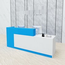 카운터 미용실 조립 식당 인포메이션 테이블 안내데스크, 화이트 + 블루 우측