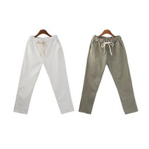 일음쇼핑^^m리넨바지 간절기부터 여름까지 착용가능한 여성팬츠 밴딩 패션 캐주얼 고무줄 데일리 편한 배기 캐주얼밴일medi^^