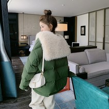 여성 빅 헤어넥 뽀글이 양털 겨울 자켓 숏패딩 재킷 점퍼