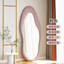 이동식거울 전신거울 북유럽 스타일 귀여운 럭셔리 불규칙한 대형 전신 거울 한국 거실 벽 장식 GXR35XP, 05 170 70pink