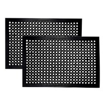 IRONGATE 피로 방지 배수 매트 4팩 고무 견고하고 튼튼한 상업용 등급 미끄럼 실외 실내 레스토랑 바닥 타일 수영장 발코니 야드 91.4 x 91.4cm(3 3피트), 2 Pack Ramp Mat- 24x36 Inch