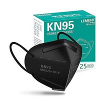 LEMENT 50pcs KN95 페이스 마스크 블랙 5단 컵 먼지 안전 마스크 필터 효율≥95 통기성 탄성 이어 루프 블랙 마스크, Black