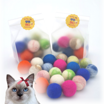컨트리캣 고양이 천연 양모볼 프리미엄 우주 캔디 공 놀이 3cm 장난감 10개입 냥모볼
