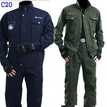 작업복 세트남성 순면 화상방지 내마모 오염방지 여름시즌 노동 공업용 용접 옷, C20-581네이비+나선형무늬 680국방색(두 세트)