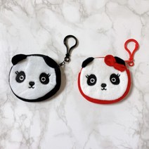 달자샵 1+1 부드러운 극세사 팬더 동전지갑 고리형 다용도 파우치