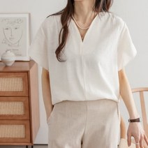 여성 데일리 여름 블라우스 셔츠 하트넥 레이온