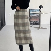 보보앤코 모노그램 패턴 롱 울 스커트 (3color)