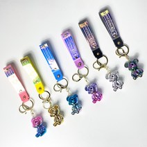 홀로그램 오로라 브릭베어 러버 스트랩 키링 6Colors