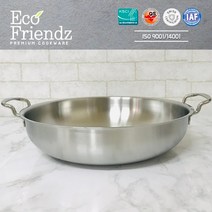 에코프렌즈 가정용 업소용 인덕션(IH) 스텐 높은전골냄비 복전골 요리팬, 단일, 높은전골 34cm