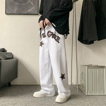 Sorfil 스트리트 패션 레오파드 레터링 별자수 캐주얼 카고 팬츠 남녀 펑크 카고 스트레이트 트랙터