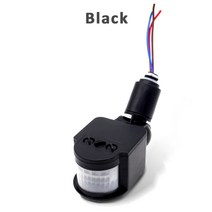 모션 센서 스위치 220v 110v 12v led 라이트 pir 타이머 벽 마운트 자동 적외선 움직임 감지기 자동 켜기 끄기 야외, 검은 색, DC 12V
