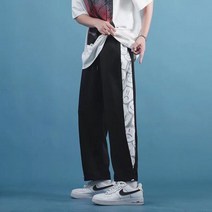 남성용청 하이스트리트 힙합 캐주얼 유럽 스타일 사이드 스트라이프 대학 시원한 멋진 바지