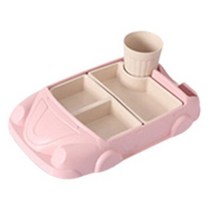 아이엠듀 유아 식판, 자동차 핑크, 식기 2p + 우유컵 + 받침대