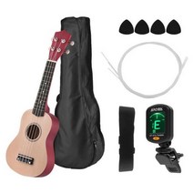 21 인치 소프라노 우쿨렐레 Ukelele 마호가니 우드 캐리 백 Uke 스트랩 스트링 튜너 Pick Holder Celluloid Picks HOT!, Basswood body NA, CHINA